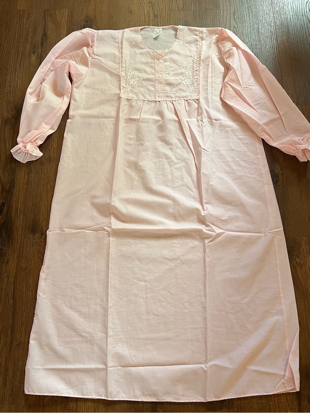 Soft Pink Embroidered Granny/Cottage-core Nightgown for Women